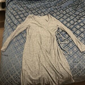 Elegant Gray Wrap Dress